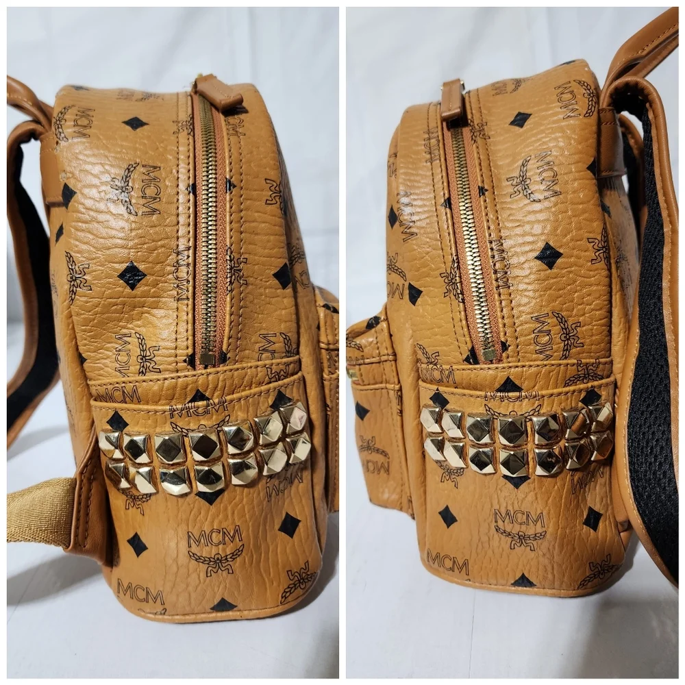 MCM Stark Side Studs Medium Backpack Brown - Picture 8 of 13